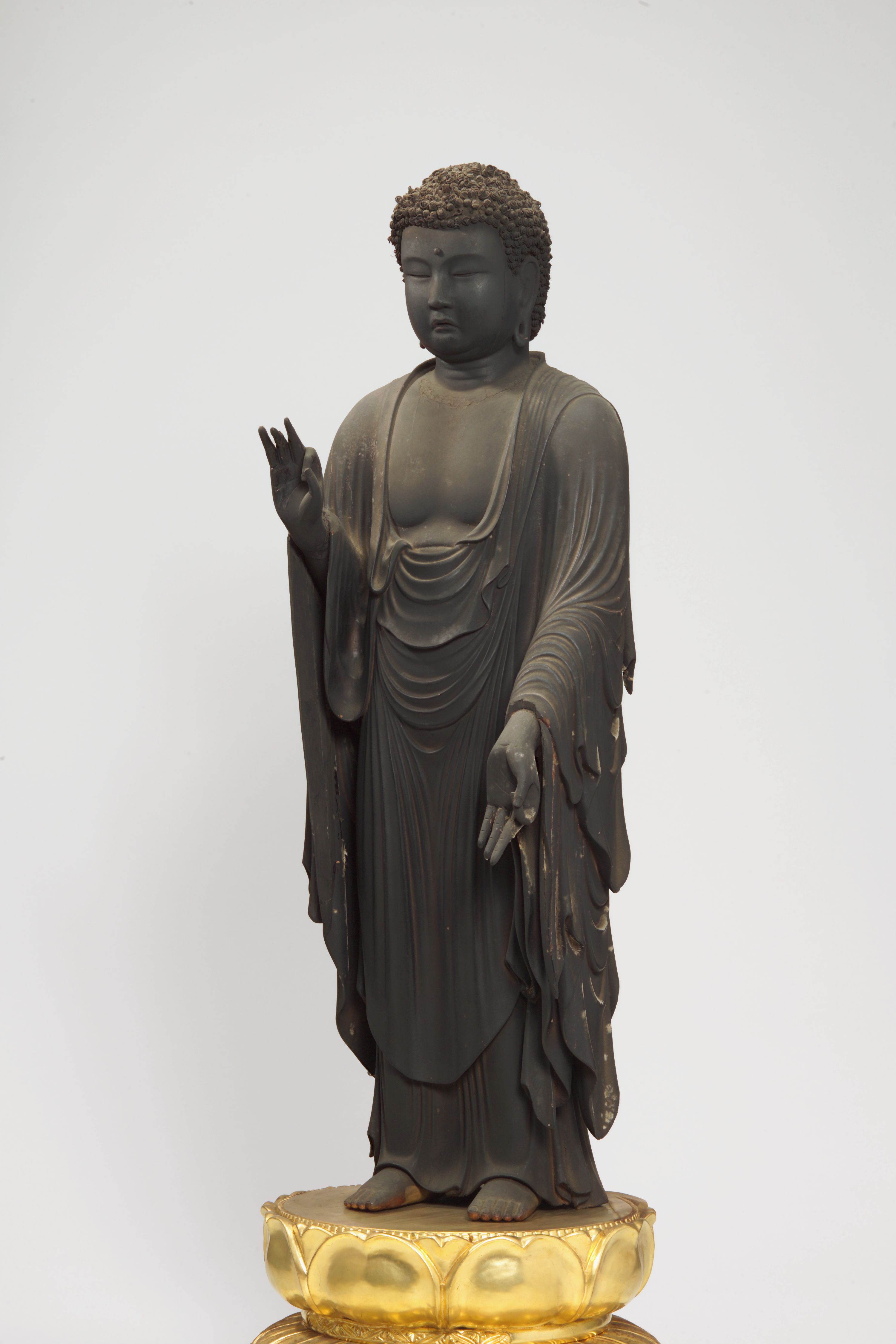 流】仏教美術 純一郎作 銀製特大阿弥陀如来像 高さ82cm 重量13.5kg 共
