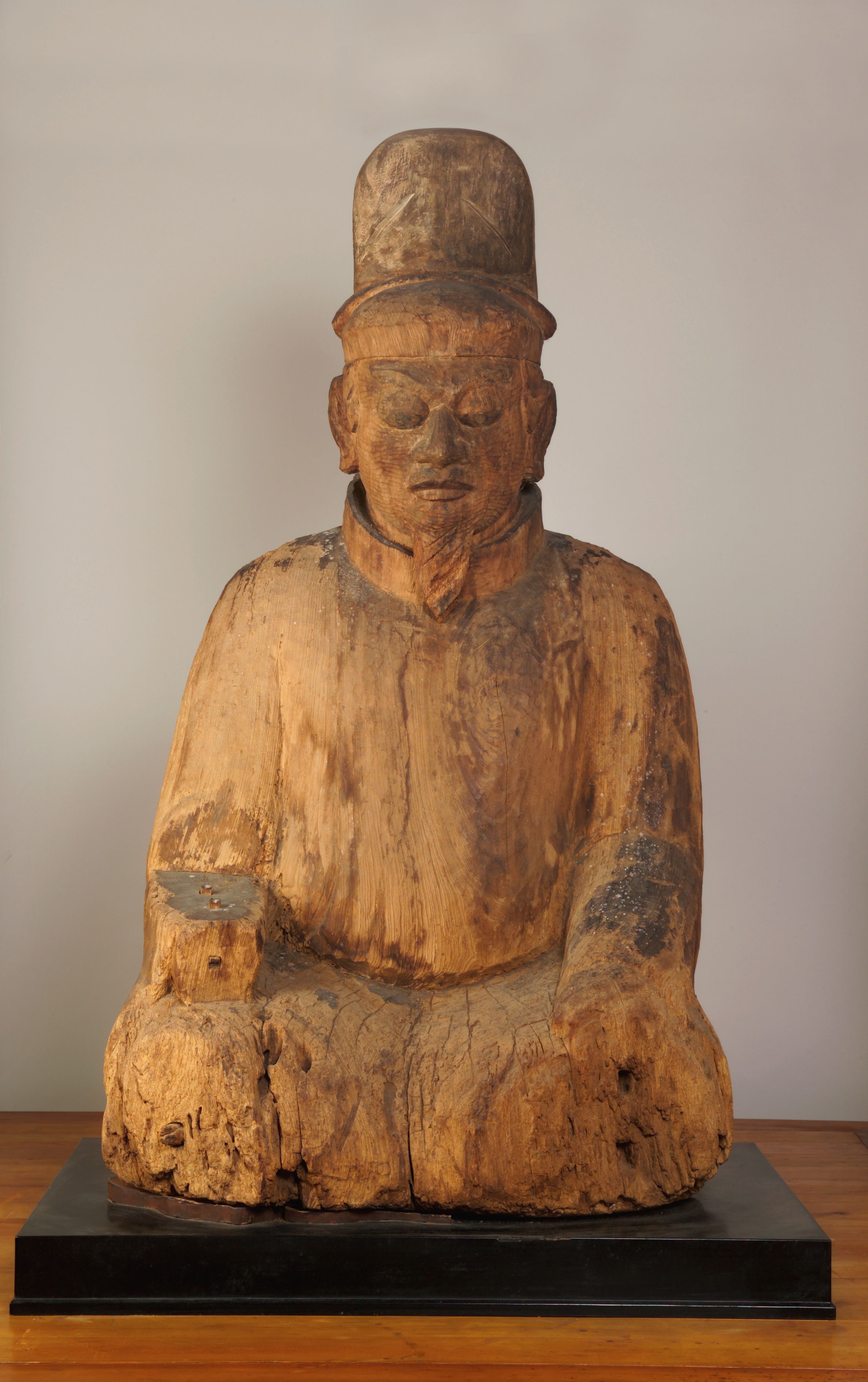 中国　古銅　山水人物文刻　如意　U　R6753 中国 古銅 山水人物文刻 如意 U R6753